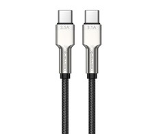 Jellico B8 Neilona Pīts cinkota konektora USB-C uz USB-C Datu &amp; PD Ātrās 66W uzlādes kabelis 1m Melns