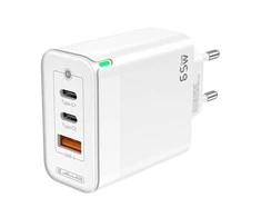 JELLICO sieninis įkroviklis C79 GaN PD 65W 2xUSB-C + 1xUSB QC3.0 Baltas