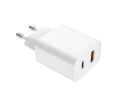 JELLICO sieninis įkroviklis C9 PD 20W 1xUSB-C + 1xUSB QC3.0 Baltas