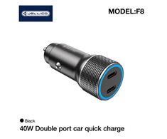 JELLICO car charger F8 PD 40W 2xUSB-C Juodas