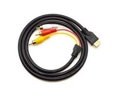 Riff HDMI kištukas iki 3RCA garso ir vaizdo kabelis 1 m juodas