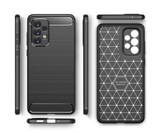Pferd TakeMe CARBON efekto TPU itin plonas galinio dangtelio dėklas, skirtas Samsung Galaxy A73 5G (A736B) juodas