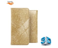 TakeMe 3D-Crystal Shine Magnetic Fix Book Dėklas, skirtas Samsung Galaxy A72 (A726) 5G Gold