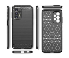 Pferd TakeMe CARBON efekto TPU itin plonas galinio dangtelio dėklas Samsung Galaxy M23 5G (M236B) / A23 5G (A235F) Juodas