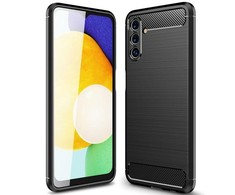 TakeMe CARBON efekto TPU itin plonas galinio dangtelio dėklas, skirtas Samsung Galaxy A13 5G (A136U) / A04S (A047F) Juodas