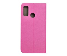 TakeMe Fabric serijos išmanusis magnetinis fiksavimo atverčiamas dėklas, skirtas Samsung Galaxy A02S (A025F) A03S (A037F) Rožinė