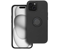 Pferd TakeMe Finger Ring Minkštas silikoninis nugaros dėklas automobilio laikiklio magnetas Apple iPhone 15 Pro Max Juodas