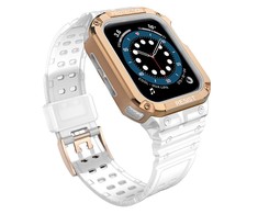Pferd TakeMe guminė juostelė su šarvuotu dėklu, skirta Apple Watch 7 / SE (41/40 / 38mm) Skaidri / auksinė