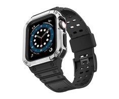 Pferd TakeMe guminė juostelė su šarvuotu dėklu, skirta Apple Watch 7 / SE (41/40 / 38mm) juoda / sidabrinė