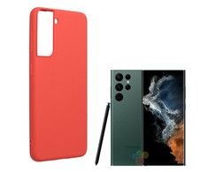 Pferd TakeMe Soft jausmas itin plonas matinis galinio dangtelio dėklas, skirtas Samsung Galaxy S22 Ultra 5G Raudona
