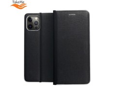TakeMe minkštas jutiklinis kilimėlis ekologinės odos išmanusis magnetinis fiksuojamas knygos dėklas Samsung Galaxy A72 (A726) 5G juodas