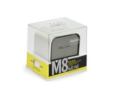 Remax RB-M8 mini Bluetooth 4.0 metalinė kompaktiška nešiojama muzikinė kolonėlė su 5W ir AUX 3.5mm, sidabrinė
