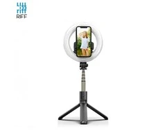 Riff L07 profesionali asmenukių lazda (ilgis maks. 90 cm) su žiedine LED lempute / trikoju / nešiojamu belaidžio užrakto mygtuku juoda