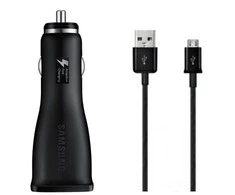 Samsung automibilinis įkroviklis microUSB 2A. (Juodas)