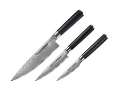Samura DAMASCUS Rinkinys 3vnt. peiliai Pjaustymas / Naudingumas / Šefai iš AUS 10 Damasko plieno 61 HRC (67 sluoksniai)