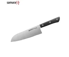 Samura HARAKIRI universalus virtuvinis peilis SANTOKU 7.0"/175mm 59 HRC su juoda rankena