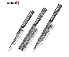 Samura Meteora 3 virtuvinių peilių rinkinys Universal 175mm nakiri 171mm chef's 209mm AUS-10 HRC 59