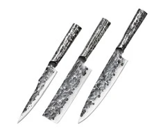 Samura Meteora 3 virtuvinių peilių rinkinys Universal 175mm nakiri 171mm chef's 209mm AUS-10 HRC 59