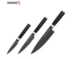 Samura MO-V Stonewash Set 3x universalūs peiliai (Chefs, Univesal, Paring) iš AUS 8 japoniško plieno 59 HRC