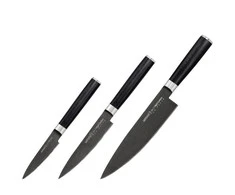 Samura MO-V Stonewash Set 3x universalūs peiliai (Chefs, Univesal, Paring) iš AUS 8 japoniško plieno 59 HRC