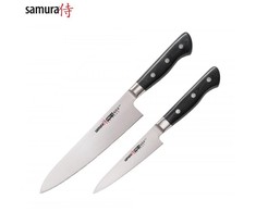 Samura PRO-S 2 peilių rinkinys: Europos virėjo peilis 200 mm / Naudingas peilis 115 mm iš AUS 8 japoniško plieno 58 HRC