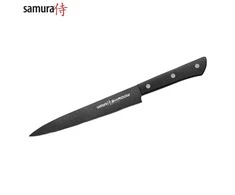 Samura SHADOW universalus virtuvės pjaustymo peilis su juoda nepridegančia danga 7,7"/196 mm iš AUS 8 japoniško plieno 59 HRC