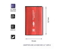 QOLTEC išorinio kietojo disko dėklas HDD/SSD 2.5" SATA3 USB 3.0 Raudona