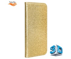 TakeMe 3D-Crystal Shine Magnetic Fix Book Dėklas, skirtas Samsung Galaxy S21 (G991B) Gold