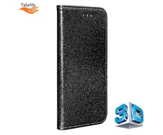 TakeMe 3D-Crystal Shine Magnetic Fix Book Dėklas, skirtas Samsung Galaxy S21 (G991B) juodas