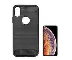 TakeMe CARBON efekto TPU itin plonas galinio dangtelio dėklas, skirtas Apple iPhone Xs Max Juodas