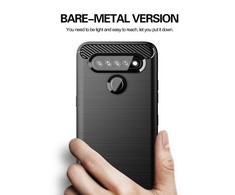 TakeMe CARBON efekto TPU itin plonas galinio dangtelio dėklas, skirtas LG K41s / K51s Juodas