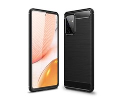 TakeMe CARBON efekto TPU itin plonas galinio dangtelio dėklas, skirtas Samsung Galaxy A72 (A726) 5G Juodas
