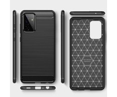 TakeMe CARBON efekto TPU itin plonas galinio dangtelio dėklas, skirtas Samsung Galaxy A72 (A726) 5G Juodas