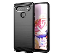 TakeMe CARBON efekto TPU itin plonas galinio dangtelio dėklas, skirtas LG K41s / K51s Juodas