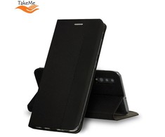 TakeMe Fabric serijos Smart Magnetic Fix Book dėklas skirtas Samsung Galaxy M31s (M317F), juodas