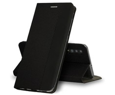 TakeMe Fabric serijos Smart Magnetic Fix Book dėklas skirtas Samsung Galaxy M31s (M317F), juodas