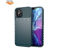TakeMe Thunder TPU itin plonas galinio dangtelio dėklas, skirtas Apple iPhone 12 Pro Max Tamsiai žalias