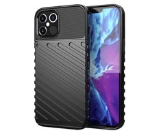 TakeMe Thunder TPU itin plonas galinio dangtelio dėklas, skirtas Apple iPhone 12 Pro Max Juodas