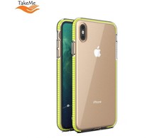 TakeMe skaidrus TPU dėklas su spalvotu rėmeliu skirtas Apple iPhone Xs Max, geltonas