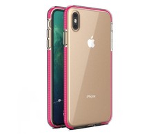 TakeMe skaidrus TPU dėklas su spalvotu rėmeliu skirtas Apple iPhone Xs Max, rožinis