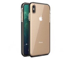 TakeMe skaidrus TPU dėklas su spalvotu rėmeliu skirtas Apple iPhone Xs Max, juodas