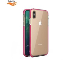 TakeMe skaidrus TPU dėklas su spalvotu rėmeliu skirtas Apple iPhone Xs Max, rožinis