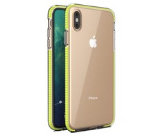 TakeMe skaidrus TPU dėklas su spalvotu rėmeliu skirtas Apple iPhone Xs Max, geltonas