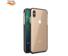 TakeMe skaidrus TPU dėklas su spalvotu rėmeliu skirtas Apple iPhone Xs Max, juodas