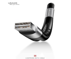 Usams SJ198 3in1 transformatorius USB į Lightning 12 cm laidas + rašiklis + lankstus stovas juodas – sidabrinis