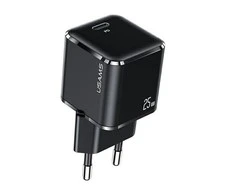 USAMS Tinklo įkroviklis 1xUSB-C T42 mini 25W (only head) Super SI 5V-3A PD3.0 Fast Charging juodos spalvos CC140TC01 (US-CC140)