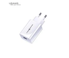 USAMS laidinis įkroviklis 1xUSB T22 18W 3A QC3.0 (only head) Fast Charging baltos spalvos CC83TC01 (US-CC083)