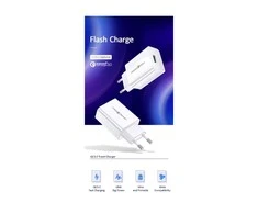 USAMS laidinis įkroviklis 1xUSB T22 18W 3A QC3.0 (only head) Fast Charging baltos spalvos CC83TC01 (US-CC083)