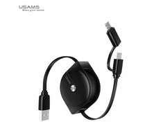 USAMS Kabelis zwijany U1 2w1 1m juoda/juodas (lightning/microUSB) SJ192USB01 (US-SJ192)
