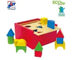 Dėlionė Woody 90001 Eco Wooden Mokomosios spalvos formos rūšiavimo dėžės konstruktorius (20vnt) vaikams nuo 2 metų (16x16cm)